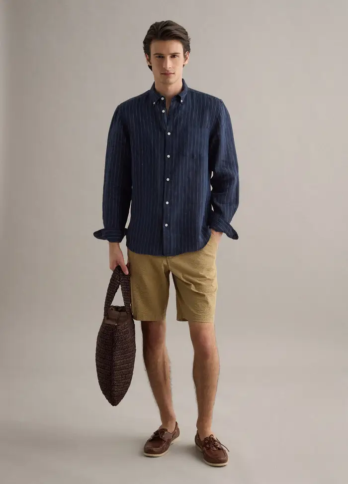 PIOMBO Shorts Chino In Cotone Elasticizzato Beige Regular Fit, Uomo, Beige