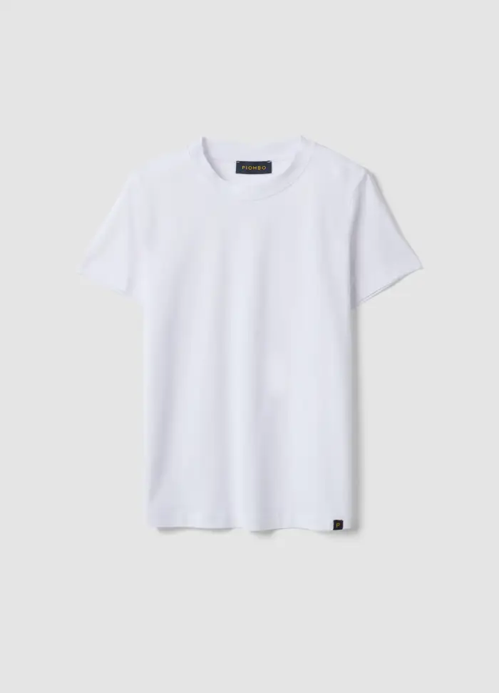 PIOMBO T-shirt Bianca In Puro Cotone Supima A Maniche Corte Regular Fit, Donna, Bianco