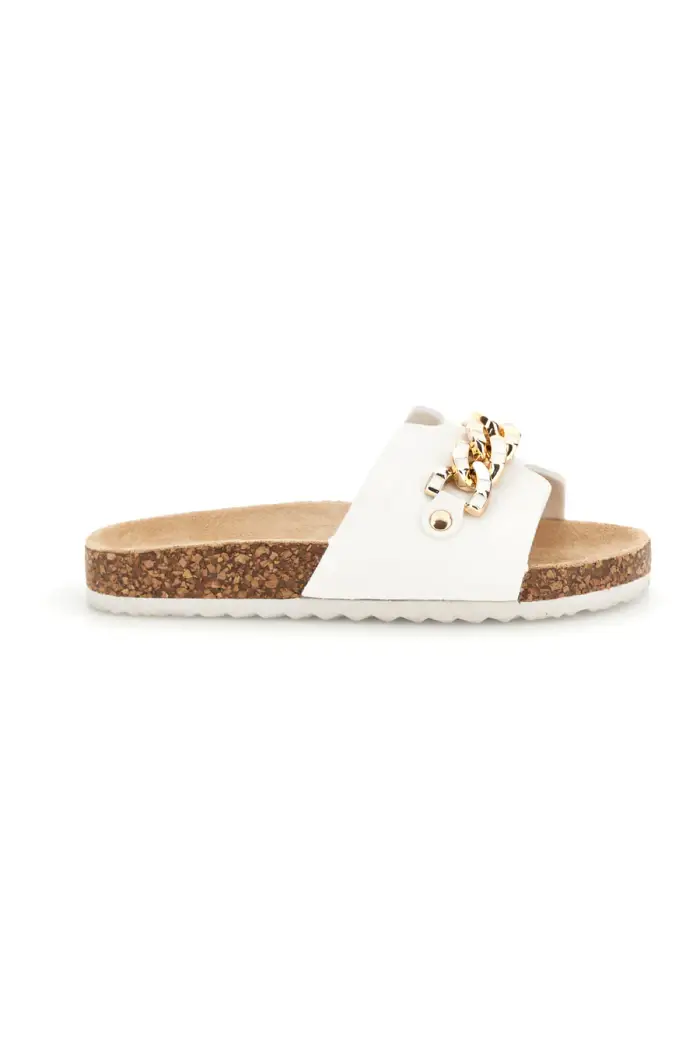 PITT KIDS Ciabatte Bianche con Catena Dorata 14614 [BIANCO]