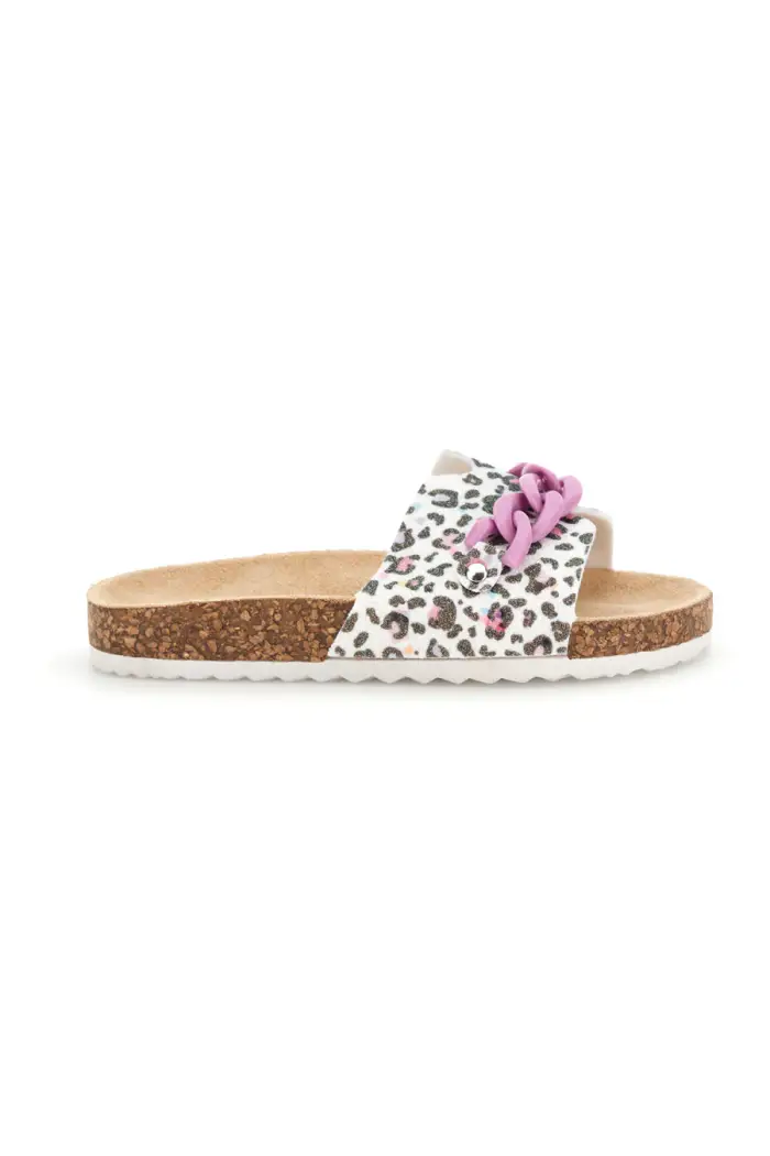 PITT KIDS Ciabatte Bianche con Stampa Animalier 14400 [LEOPARD]