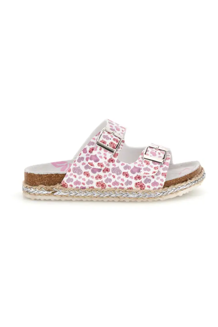 PITT KIDS Ciabatte Bianche con Stampa Cuori Rosa 14616 [BIANCO