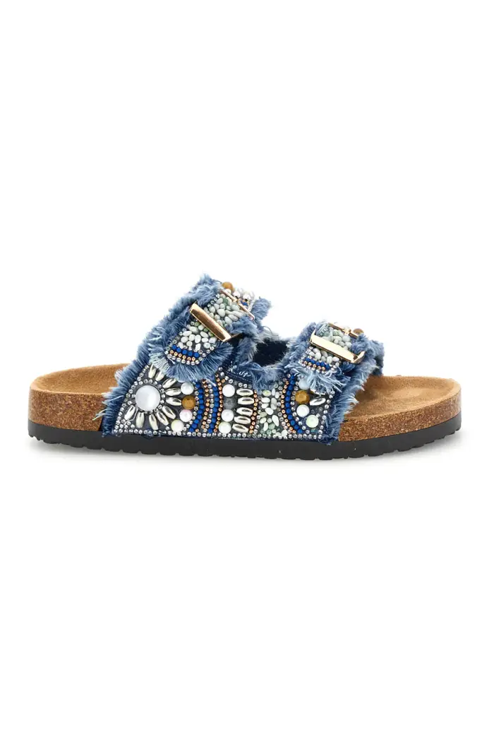 PITT KIDS Ciabatte Blu con Strass e Doppia Fibbia 14613 [JEANS]