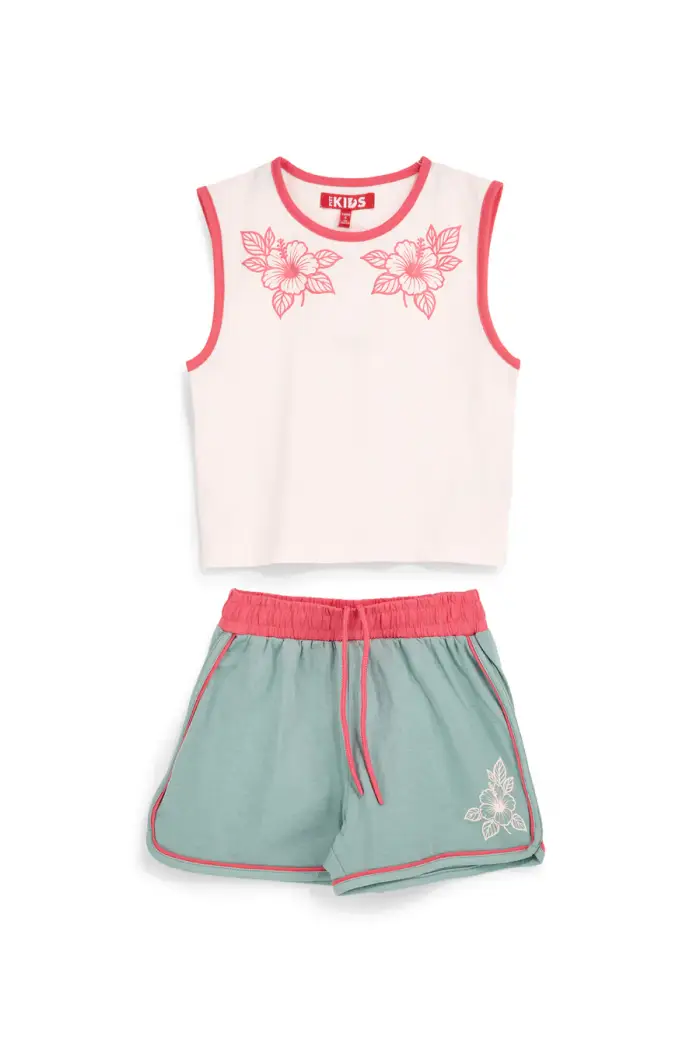 PITT KIDS Completo bianco e verde con canotta e shorts PT-G-SE-9003 [BIANCO]