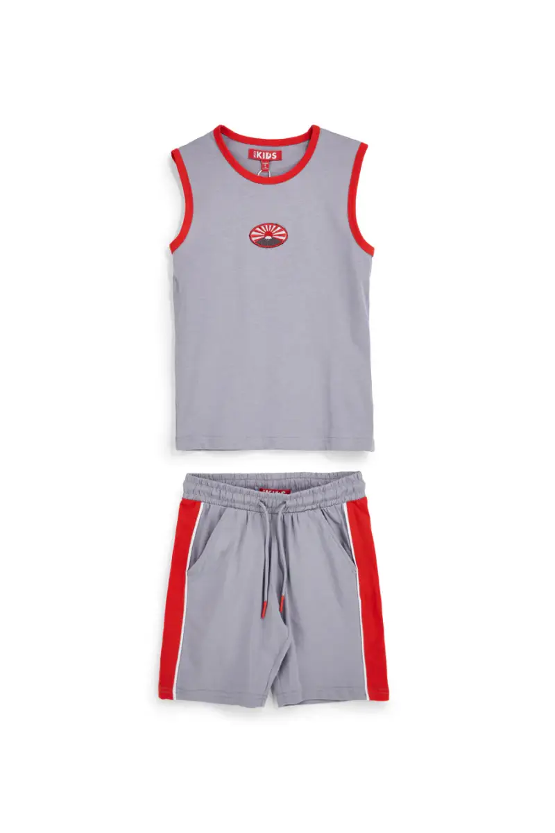 PITT KIDS Completo canotta + pantaloni grigio in cotone Pt-b-se-9024 [GRIGIO]