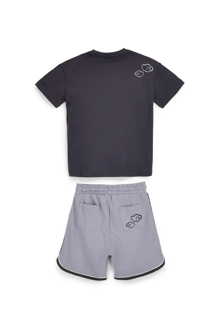 PITT KIDS Completo grigio con t-shirt e shorts PT-B-SE-9029 [GRIGIO] miniatura 4