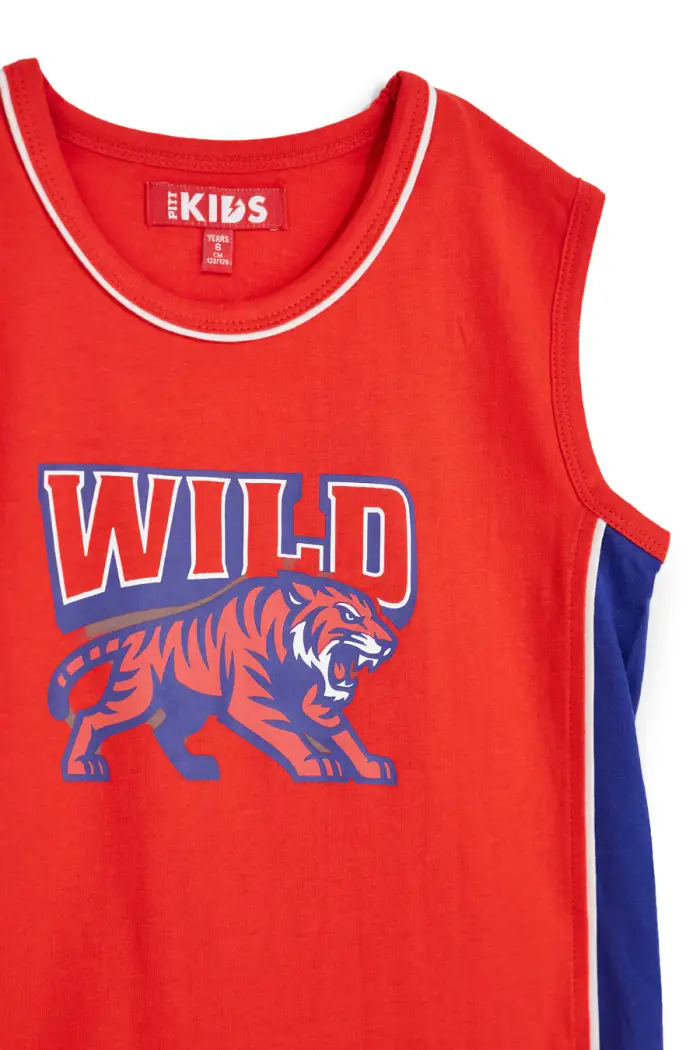 PITT KIDS Completo rosso con canotta e shorts PT-B-SE-9022 [ROSSO] miniatura 3