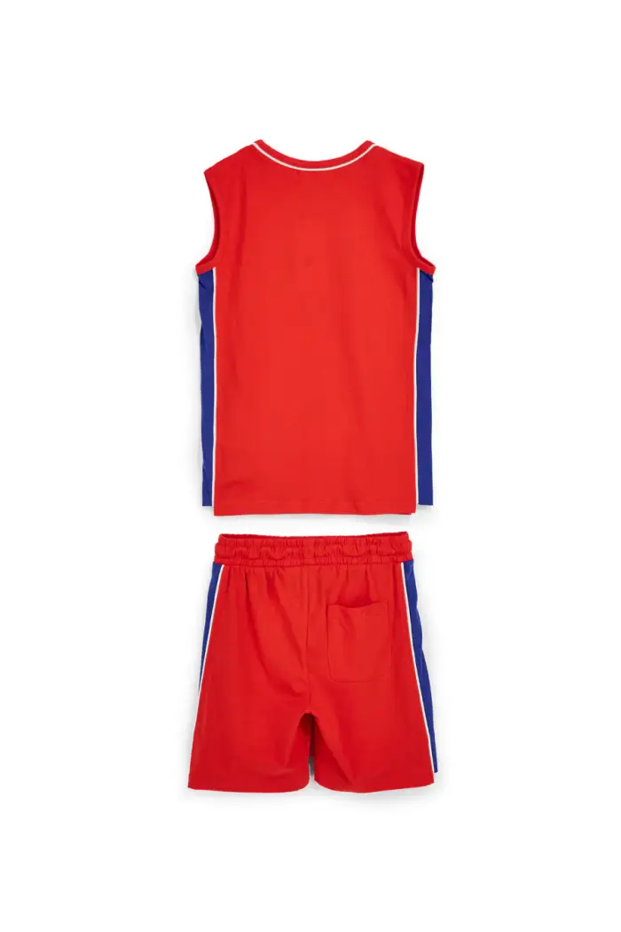 PITT KIDS Completo rosso con canotta e shorts PT-B-SE-9022 [ROSSO] miniatura 4