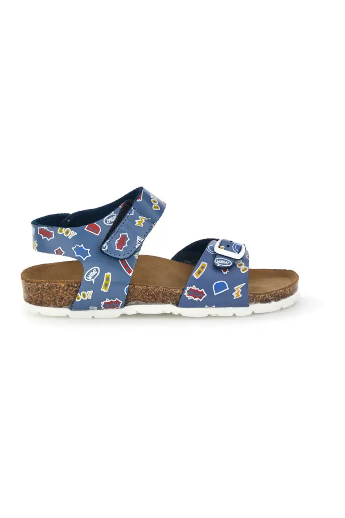 Sandali azzurri stampati con fibbia e cinturino Pitt kids 45289GHE [AVIO]