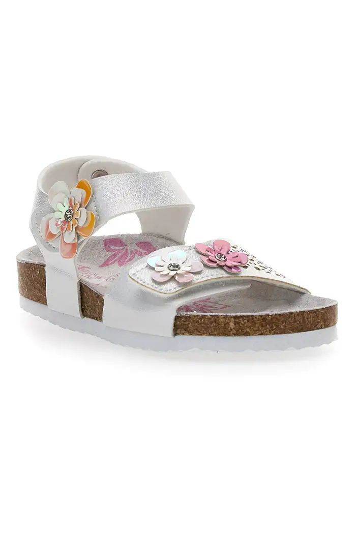 PITT KIDS Sandali Bianchi con Glitter e Strappi In Velcro 14417 [BIANCO]