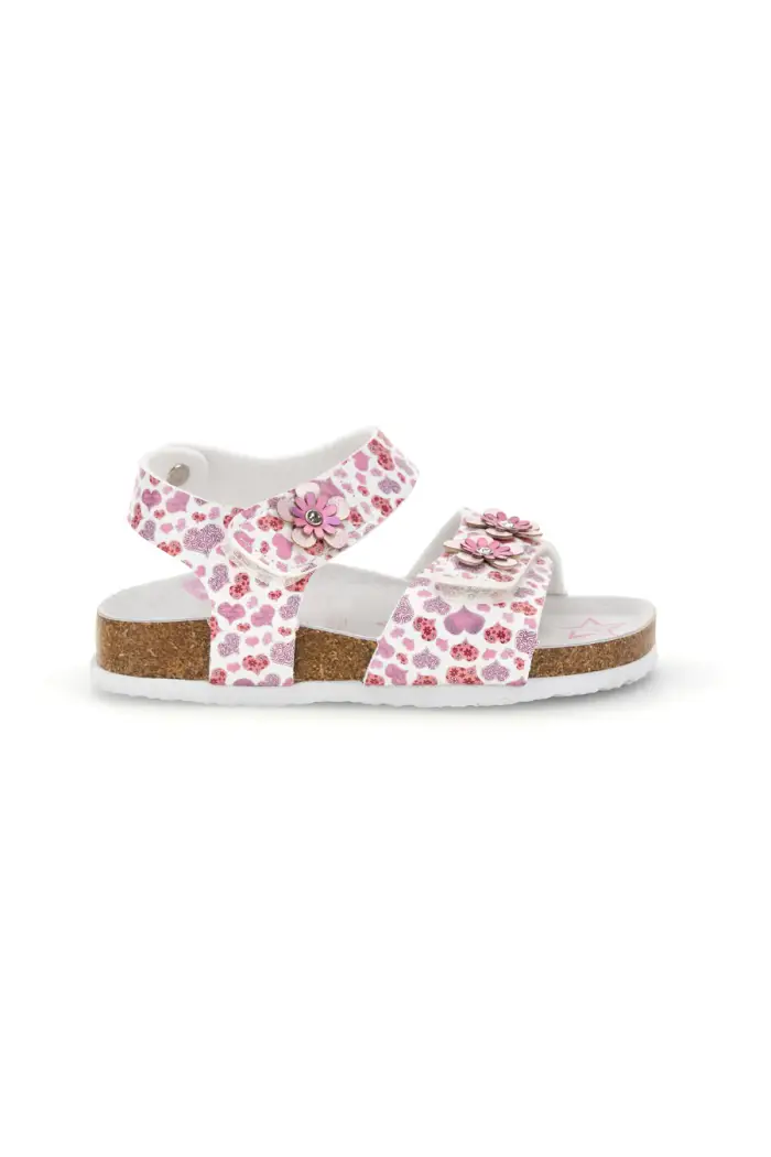 PITT KIDS Sandali Bianchi con Stampa Cuori 14609 [ROSA]