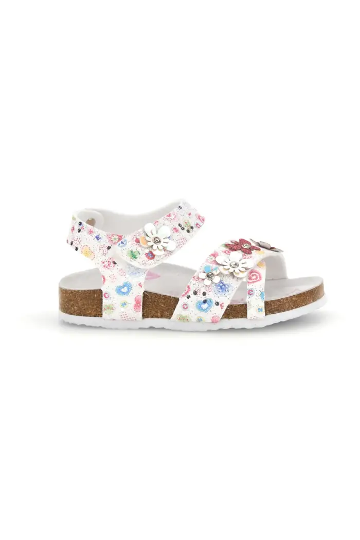 Sandali Bianchi con Stampa Floreale Pitt kids 14407 [BIANCO]