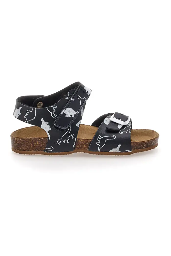 PITT KIDS Sandali Neri Con Strappo In Velcro Plantare In Pelle 47327
