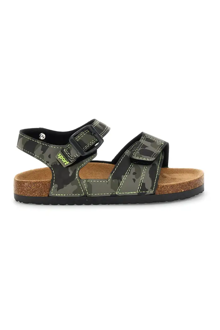 Sandali verdi con doppio strappo Pitt kids 14604 [SAFARI]