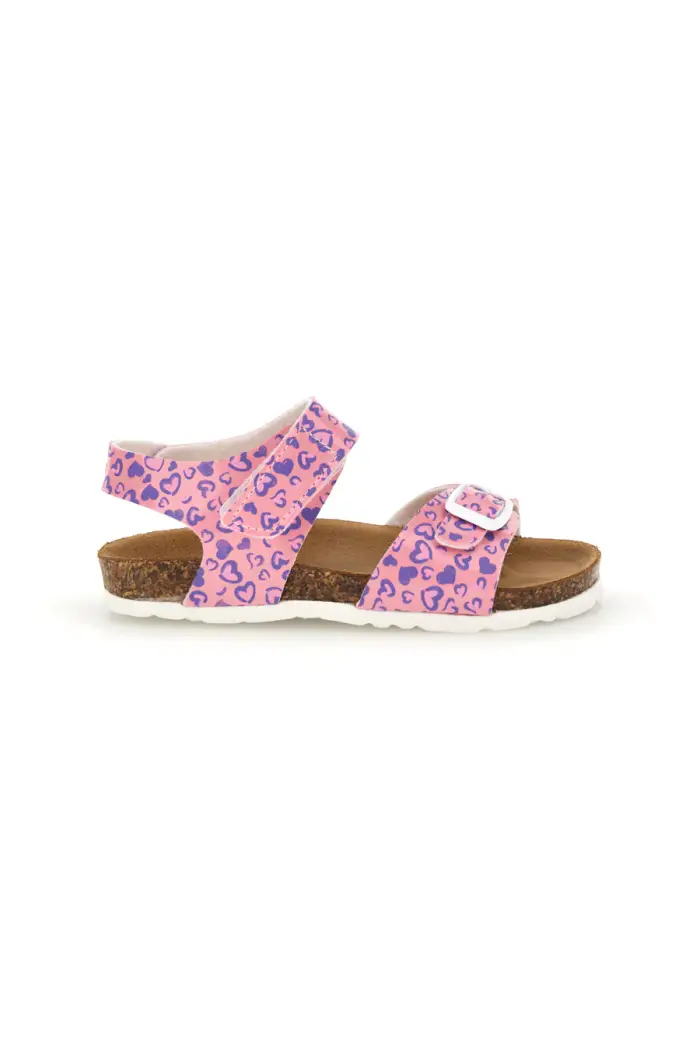 PITT KIDS Sandalo Rosa con Stampa Cuori e Plantare in Sughero 45289CUV [FUXIA]
