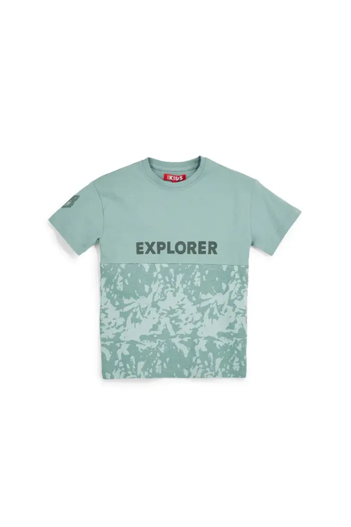 PITT KIDS T-shirt verde con stampa Explorer PT-B-T-9010 [VERDE]