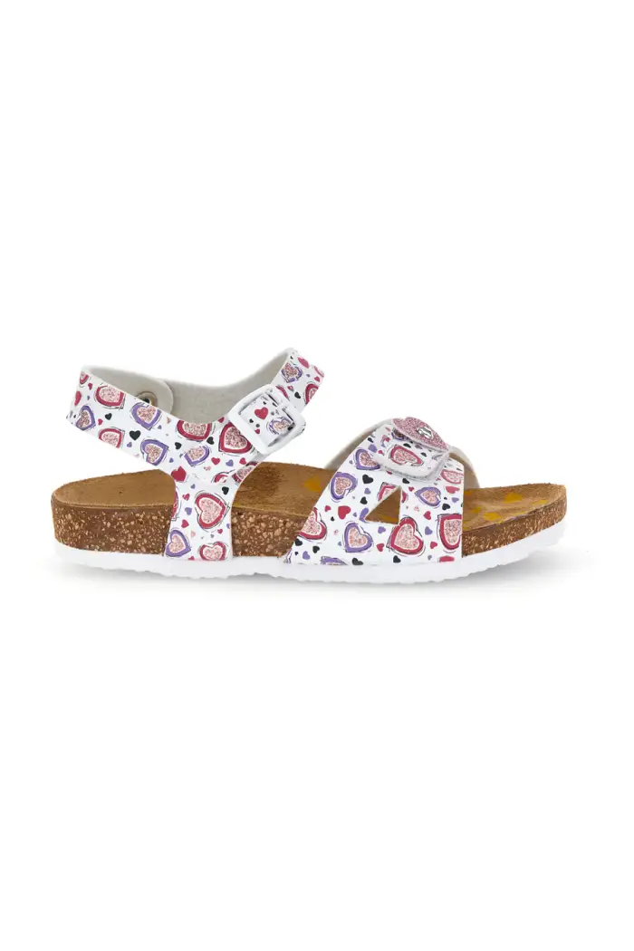 Sandali bianco con stampa cuori rosa Pittarello bio 257A743SR [BIANCO
