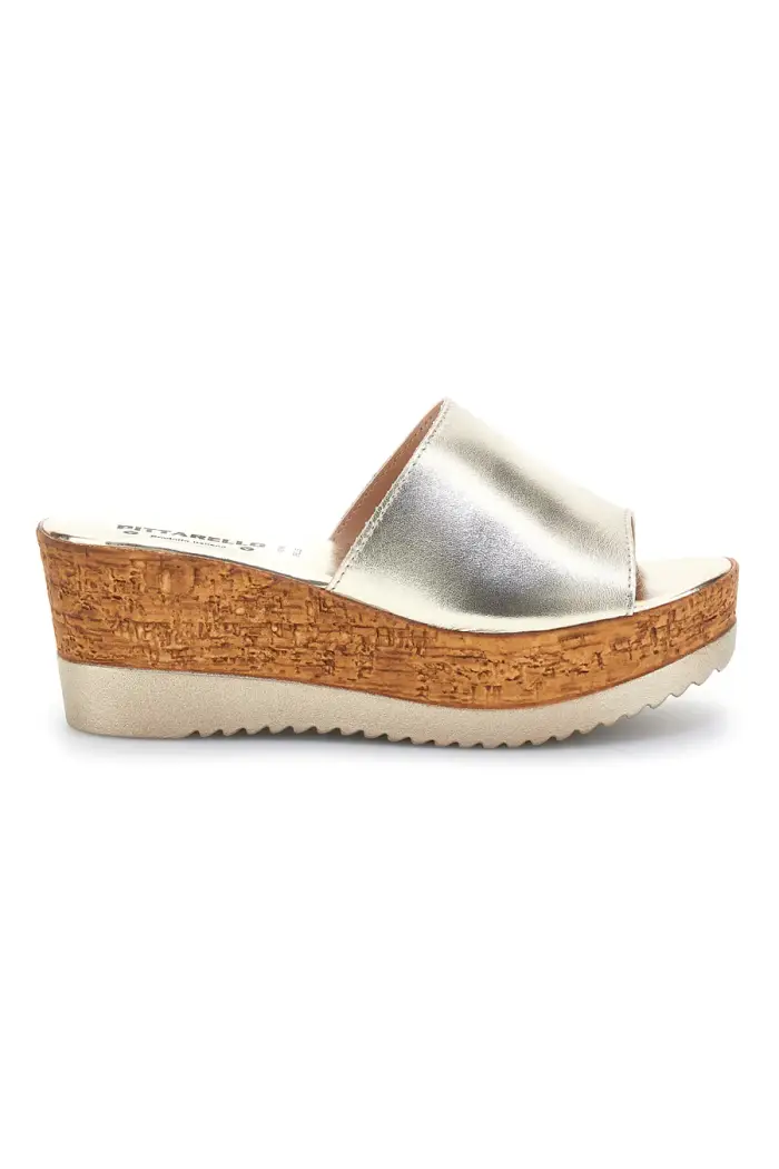 Ciabatte Oro con zeppa in vera pelle Made in Italy Pittarello 23317428 [ORO]