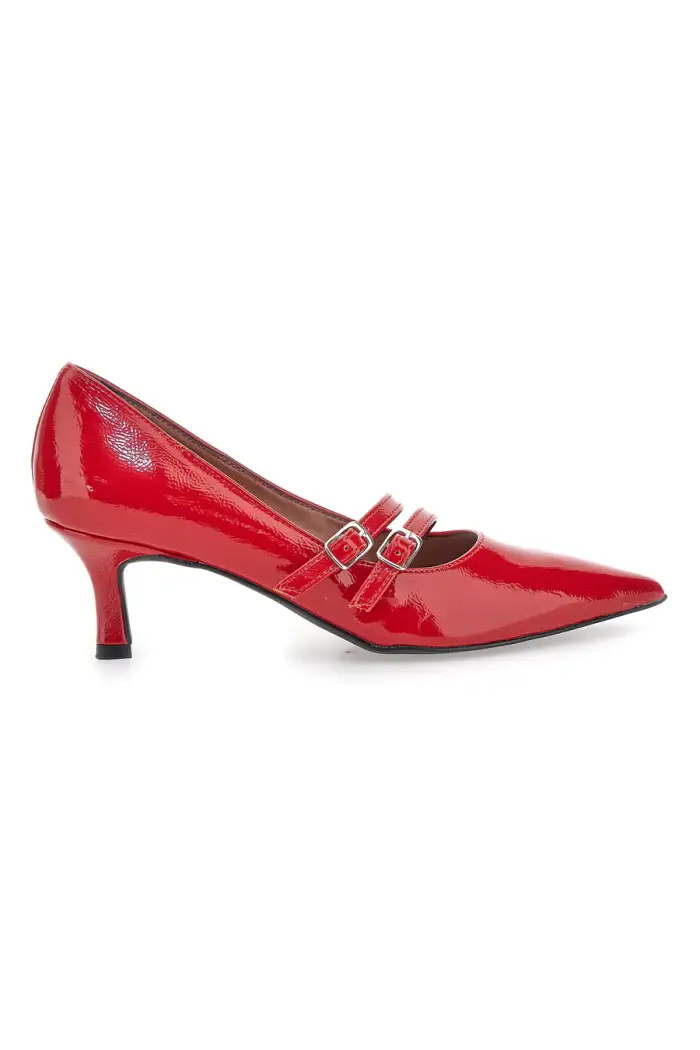 PITTARELLO GLAM Décolleté rosse con tacco basso e doppia cinturina 3854R [ROSSO]