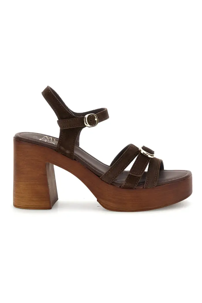 PITTARELLO Sandalo marrone in pelle con tacco Must Have 11886 [TESTA DI MORO]
