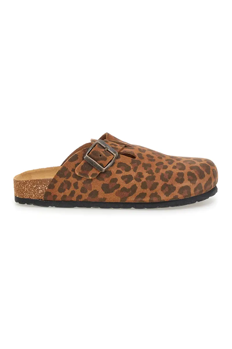 PITTARELLO TIERRA Ciabatte animalier con fibbia in vera pelle Tierra 335A013PR [ANIMALIER]