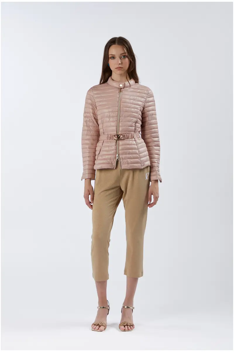 CafèNoir piumino con cintura elastica e fibbia logata cipria