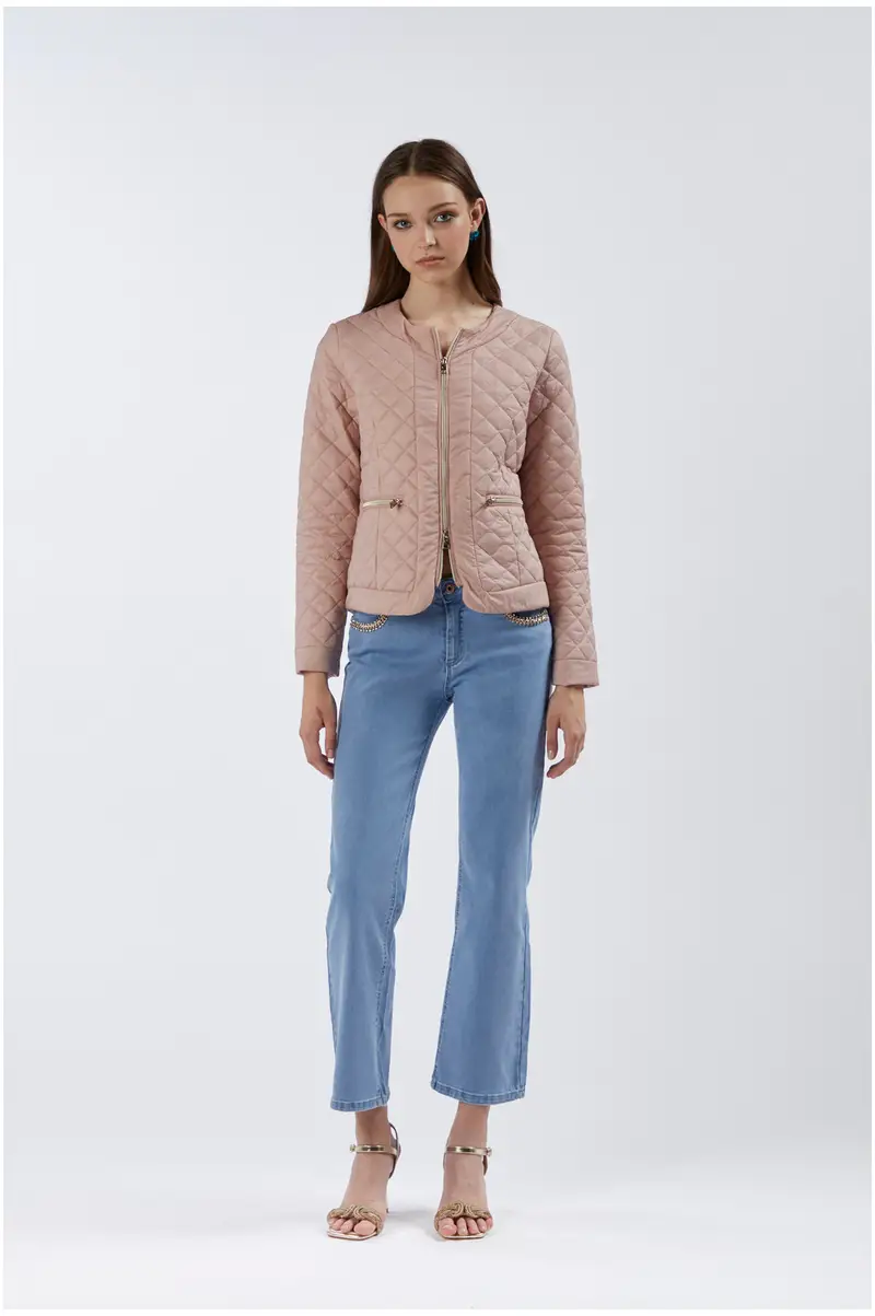 CafèNoir piumino corto avvitato con trapuntatura a rombi cipria