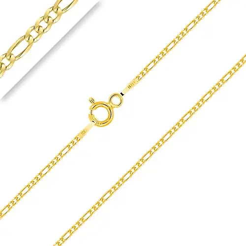 Planetys Catenina per Bambini Argento Sterling 925 Placcato Oro 18K Modello Figaro (1+3) Larghezza: 1.5 mm Lunghezza
