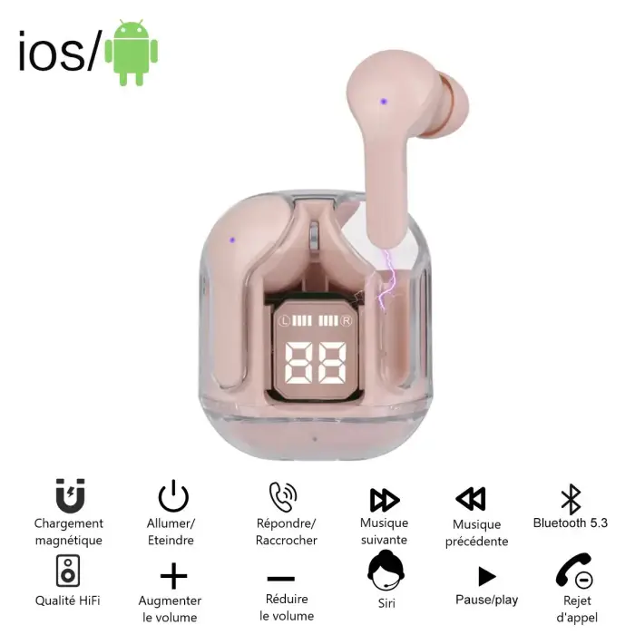 Platyne Cuffie bluetooth senza fili Rose