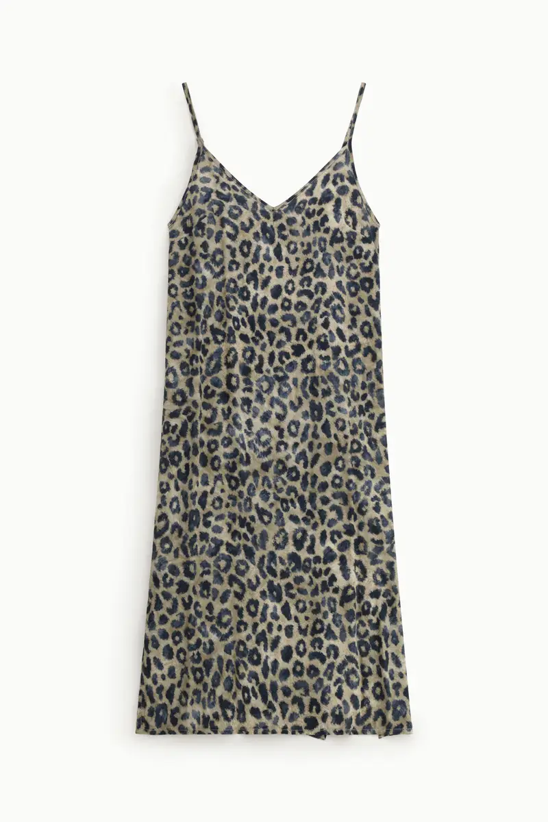 Please Abito midi stampa animalier con spalline sottili Beige