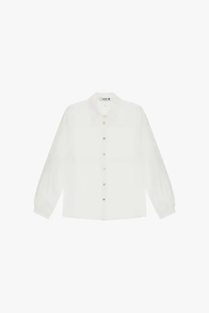 Please Camicia oversize trasparente con colletto classico Bianco