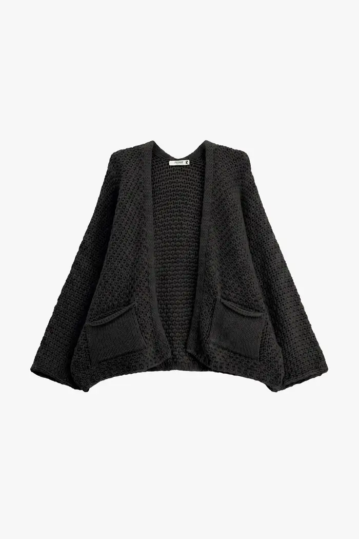 Please Cardigan oversize con tasche frontali Nero