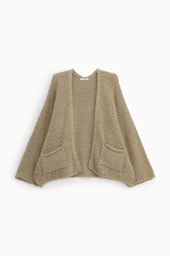 Please Cardigan oversize con tasche frontali Sabbia