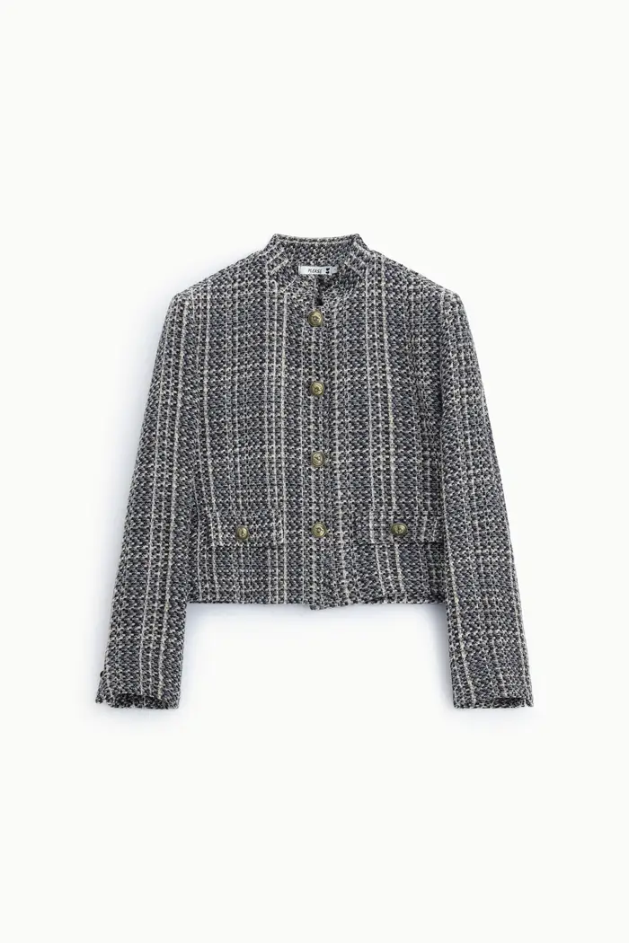 Please Giacca camicia corta con bottoni metallici Grigio