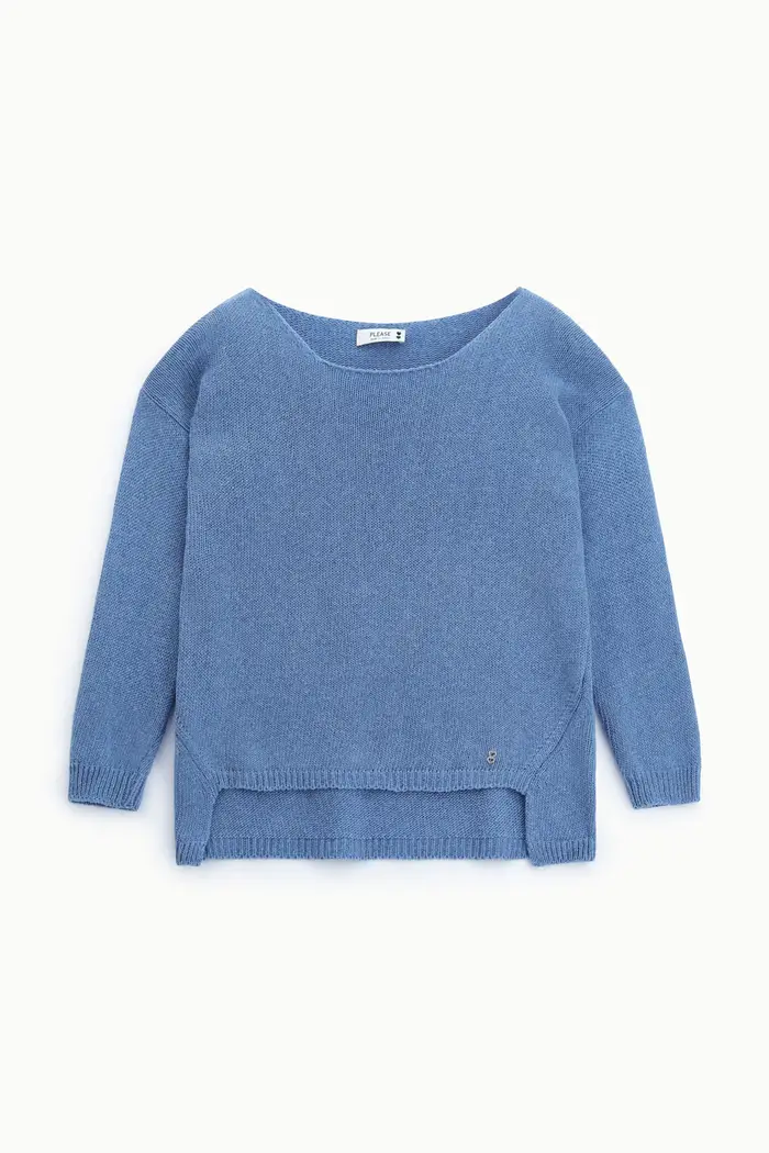 Please Maglione pullover girocollo con spacchi laterali Jeans