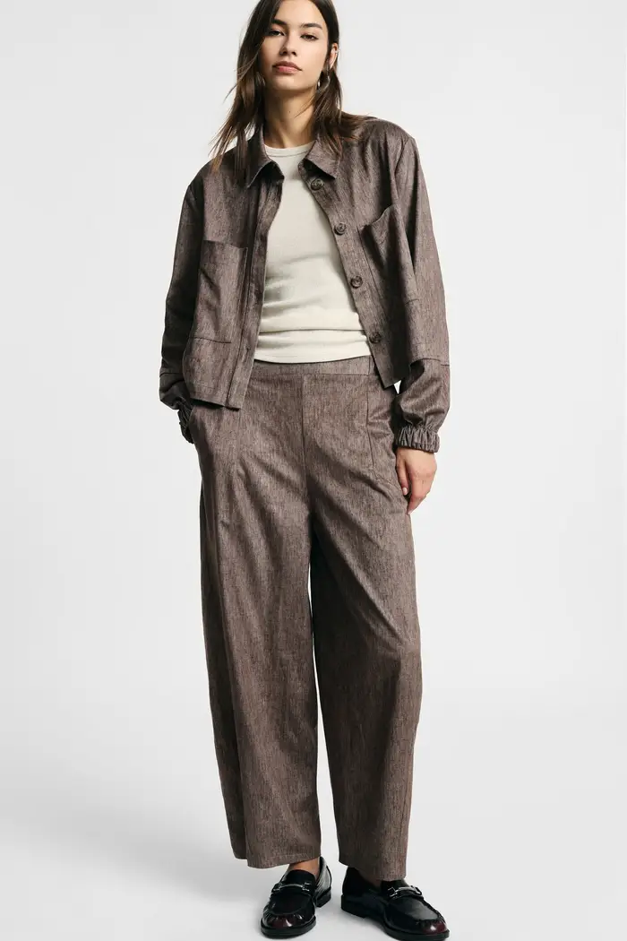 Pantaloni palazzo vita alta con pinces Moro