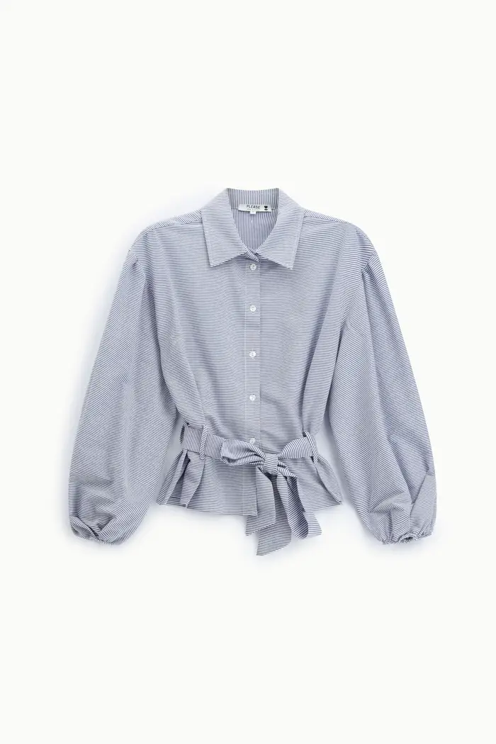Please Shirt con cintura e maniche ampie a righe Blu