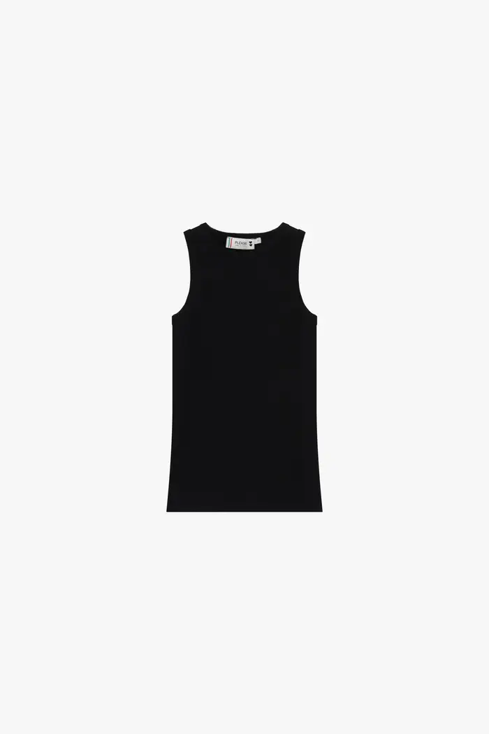 Please Top senza maniche con scollo girocollo Nero