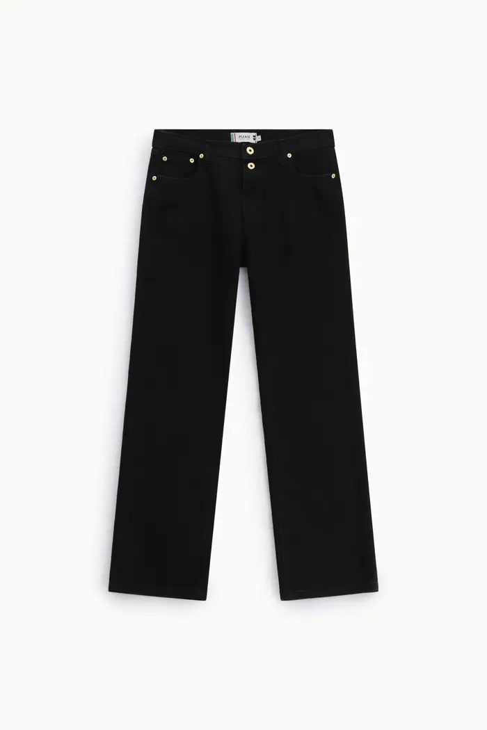 Please Trousers regular-fit vita alta cinque tasche Nero denim