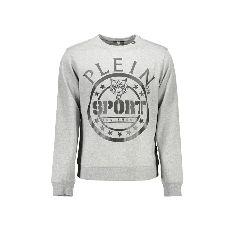 Plein Sport Felpa Uomo Grigia Girocollo Stampa Logo Grigio