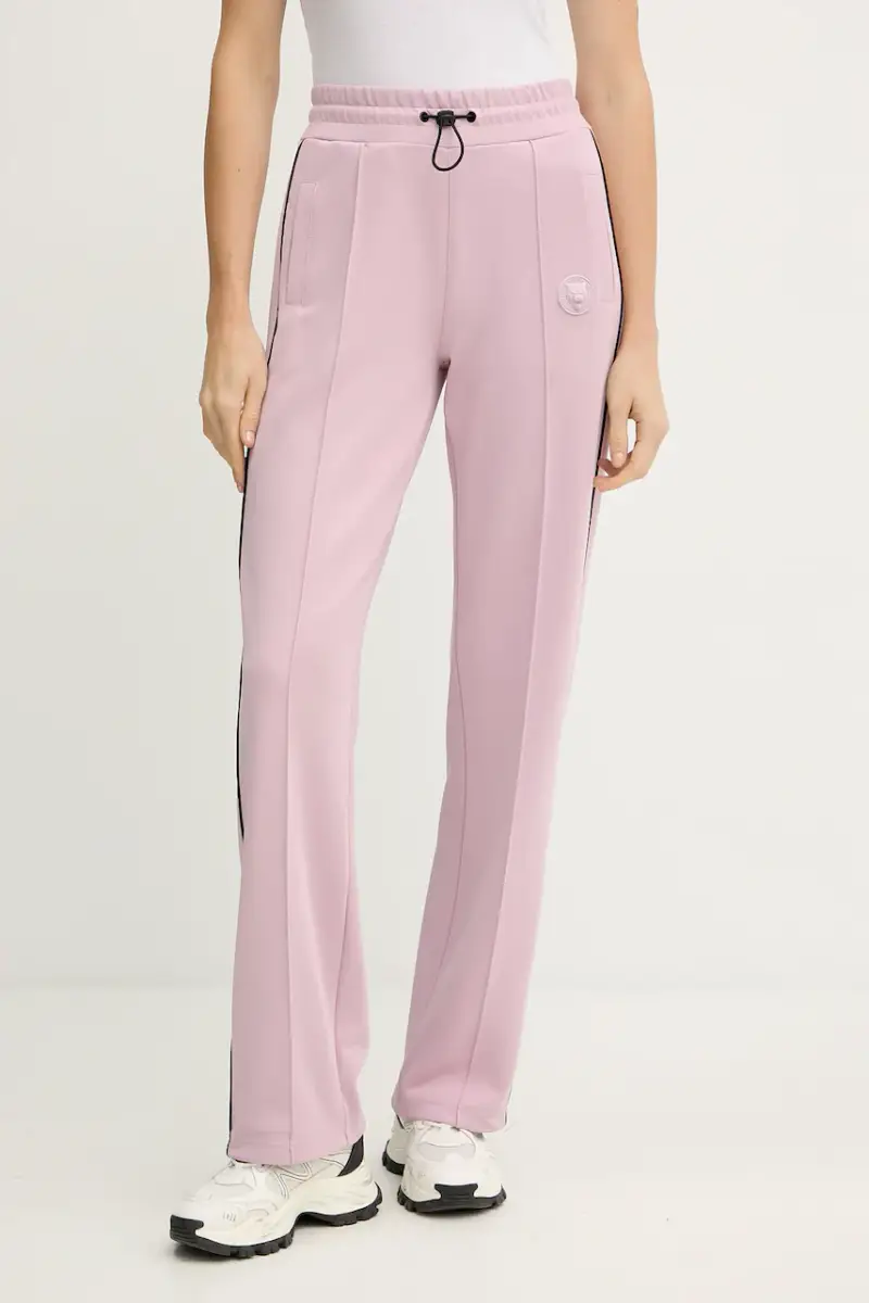 Plein Sport pantaloni tuta donna colore rosa con applicazione FAEC WJT2152 STE003N