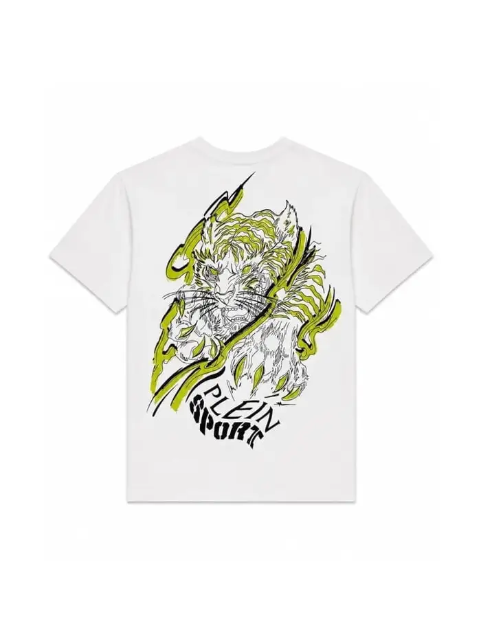 Plein Sport tshirt bianca uomo maxi logo sul retro