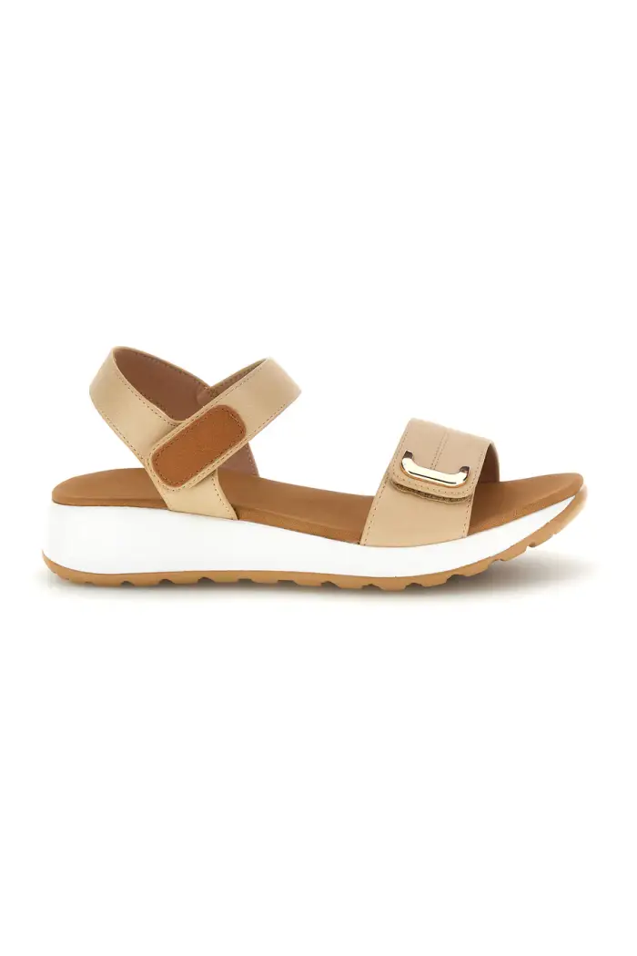 Sandali beige con strappi in velcro suola comfort Plocadi Bza242387a [BEIGE]