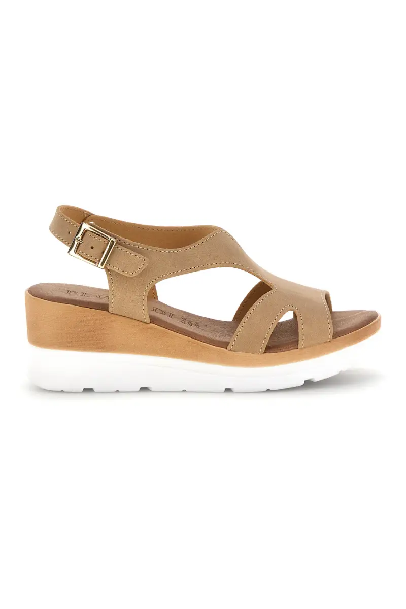 PLOCADI Sandali beige con zeppa e cinturino 11074113 [BEIGE]