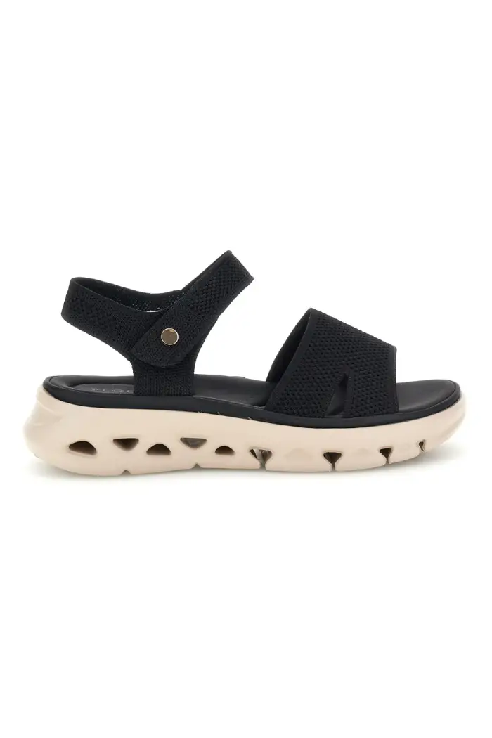 Sandali neri con fasce in tessuto suola comfort Plocadi G80634 [NERO]