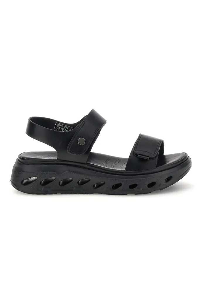 Sandali neri con strappi in velcro suola comfort Plocadi G88382 [NERO]