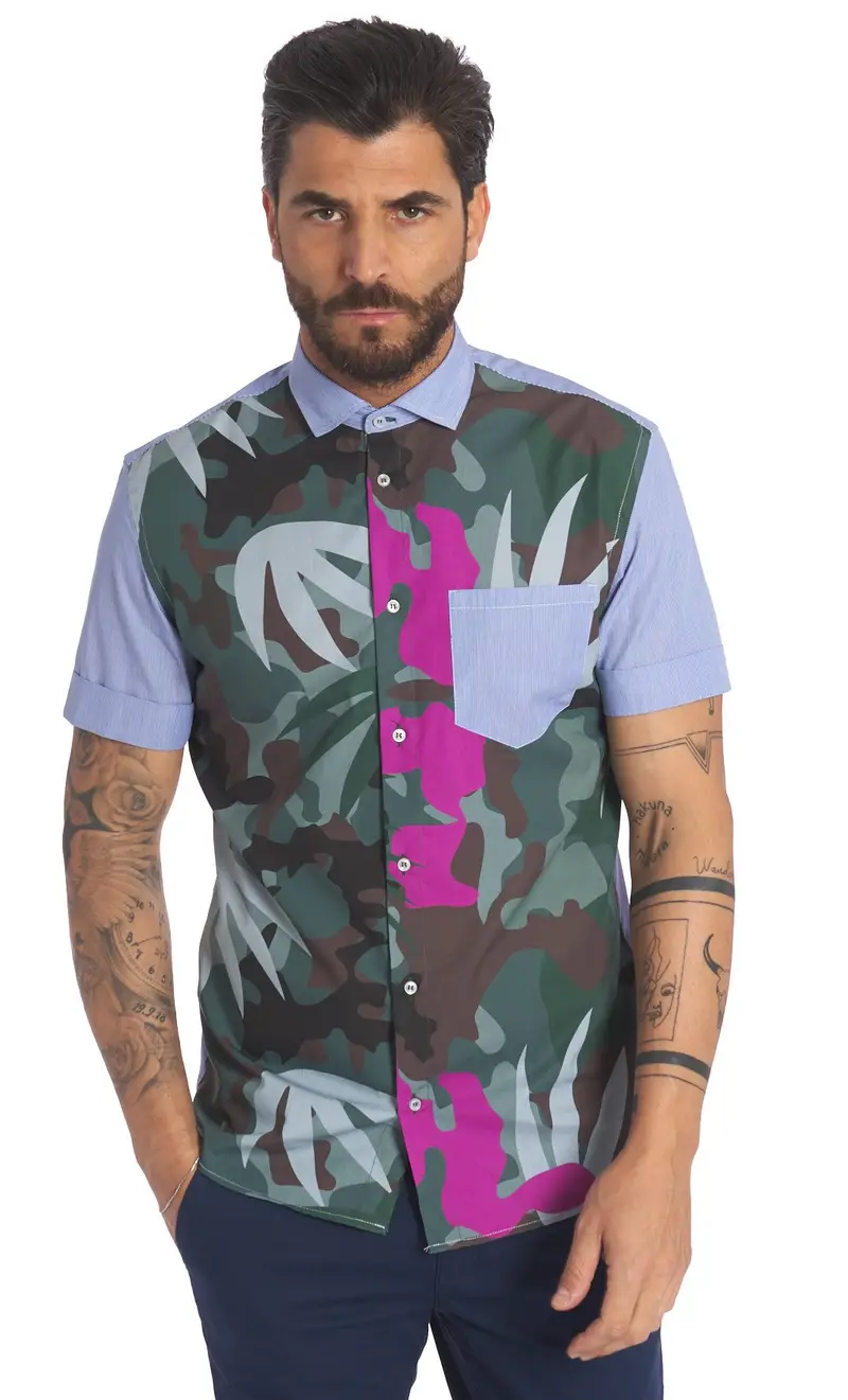 PMDS Camicia mezza manica camouflage, colore militare