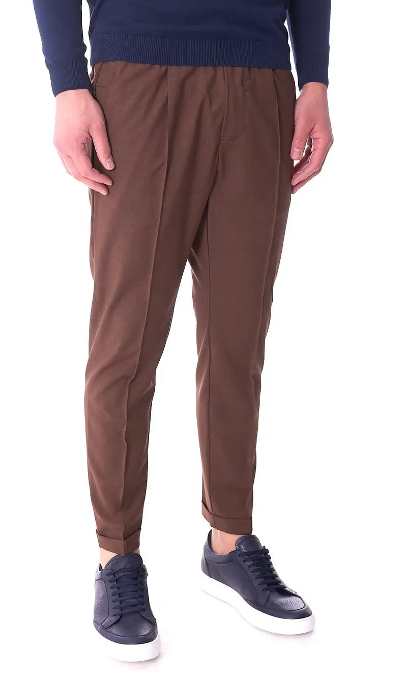 PMDS Pantalaccio in fresco lana, colore fango