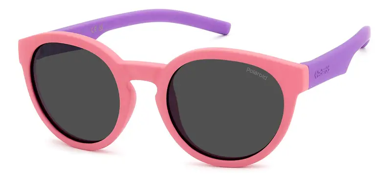Polaroid Bambino PLD 8019/S 35J/M9 Occhiali da sole Plastica Rosa Grigio Rotonda Polarizzata