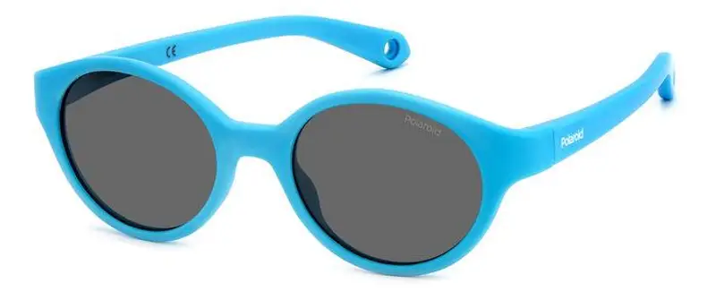 Polaroid Bambino PLD K007/S MVU/M9 Occhiali da sole Plastica Azzurro Grigio Rotonda Polarizzata