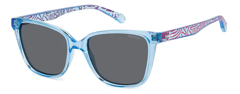 Polaroid Junior PLD 8062/S MVU/M9 Occhiali da sole Policarbonato Azzurro Grigio Squadrata Polarizzata